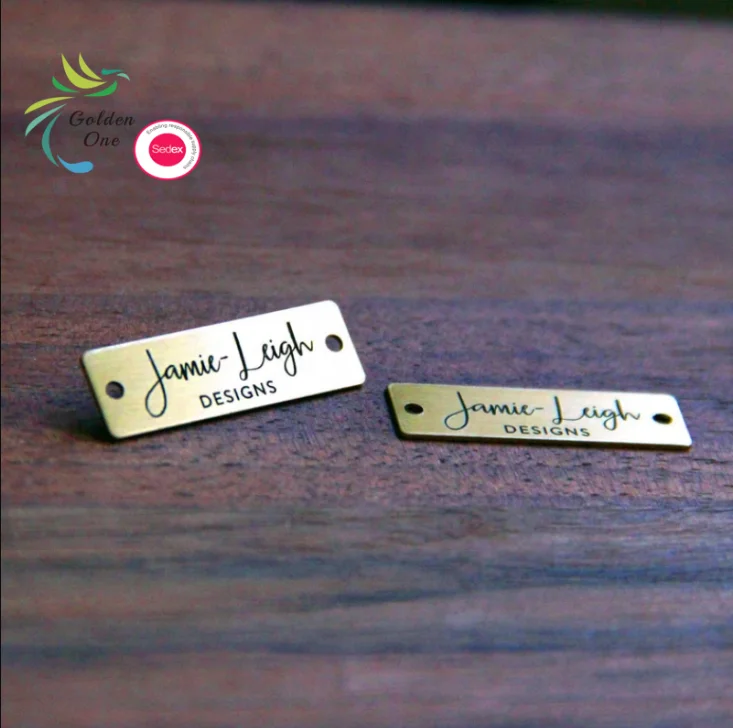 Custom name logo metal labels clothes 3d 2d soft hard enamel embossed metal  label for packaging