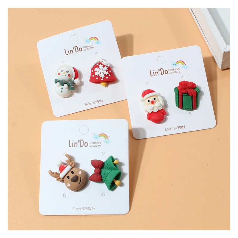 Christmas Gnome Earring Xmas Present Jewelry Holiday For Women New Polymer Clay Stud Earrings Minimalist Clay Christmas Earrings