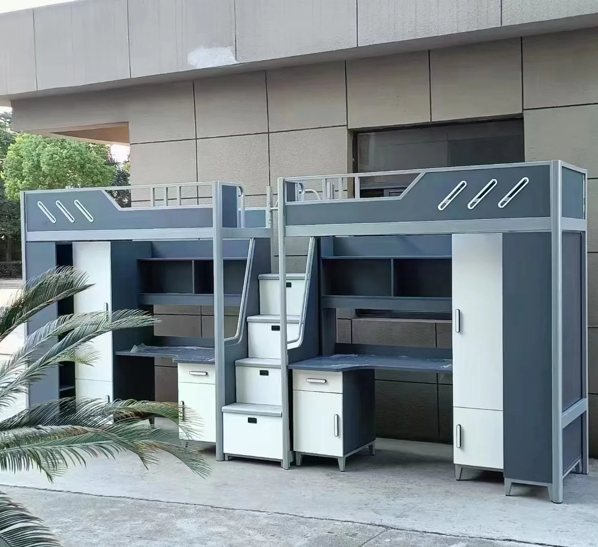 Professional Design Full Metal Black Frame Double Cabinet Loft Bunk Back Bed For Adult