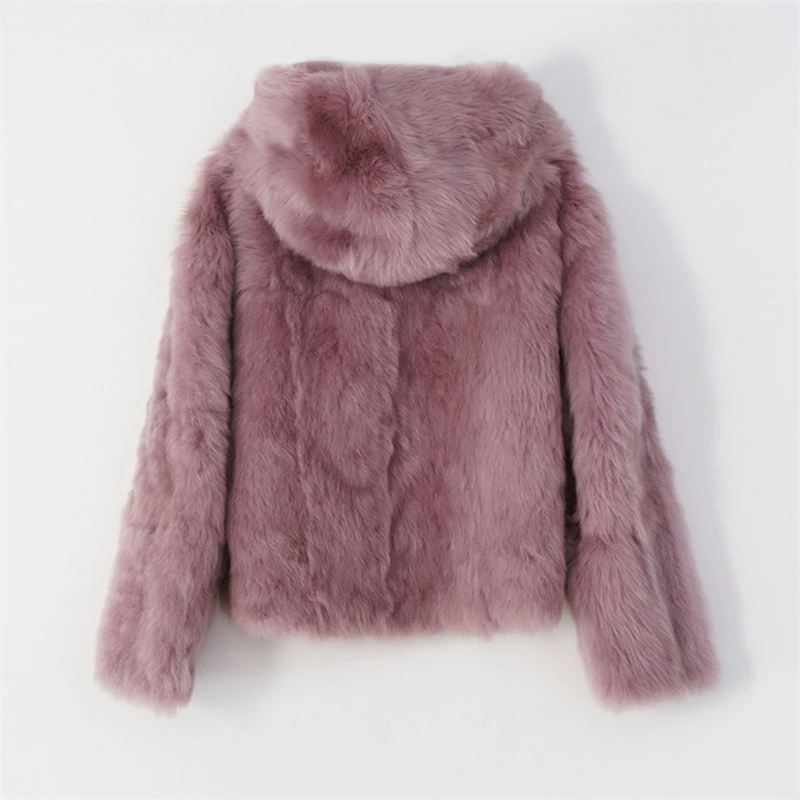 Women Warm Thick Italy Imported Tuscany Sheep Fur Double-Faced Sheepskin Leather Fur Coat With Fur Hooded