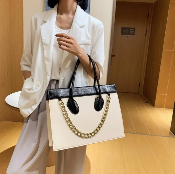 RTS Stock bolsas Women Fashion Handbags Crocodile Hand Bag Chains Large Capacity Structured Bags PU Leather Handbag For Ladies