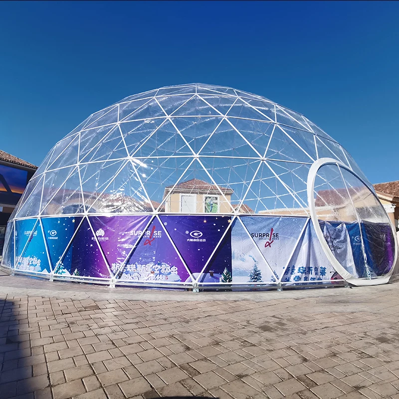 Yatuzhuofan Outdoor PVC Garden Igloo  waterproof luxury family glamping tent geodesic  dome for sale accommodation tent