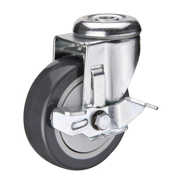 5% off popular products 75mm bolt hole side brake polyurethane caster wheel for refrigerator