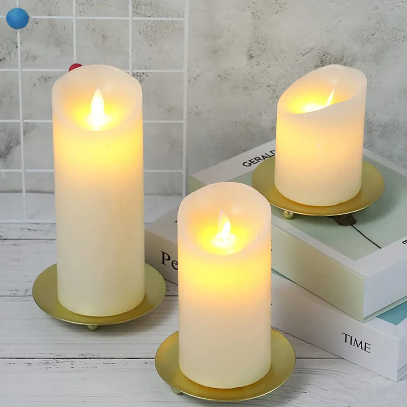 Iron Black Gold Plated Candle Holders Pillar Metal Plate For Wedding Party Festival Candlestick Holder Art Gift Home Decoration
