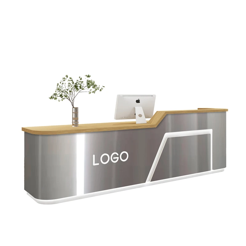 Stainless steel cashier desk for beauty salon clothing store company hotel front desk table reception desk