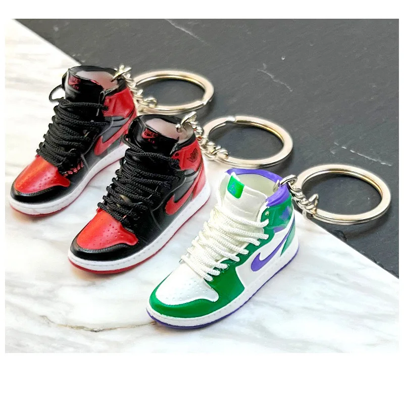 cute 3D Cartoon rubber N BA basketball Sneaker shoe keychains silicon J 0rdan Shoe Keychain car Bag pendant Keyring Key chain