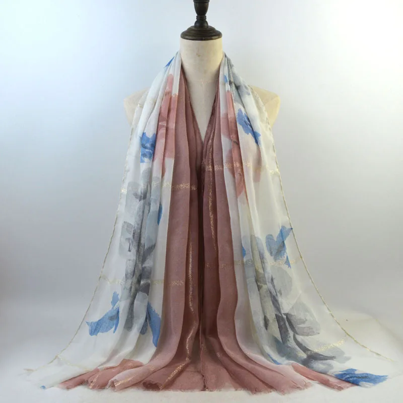 Акварельный шарф из хлопка и