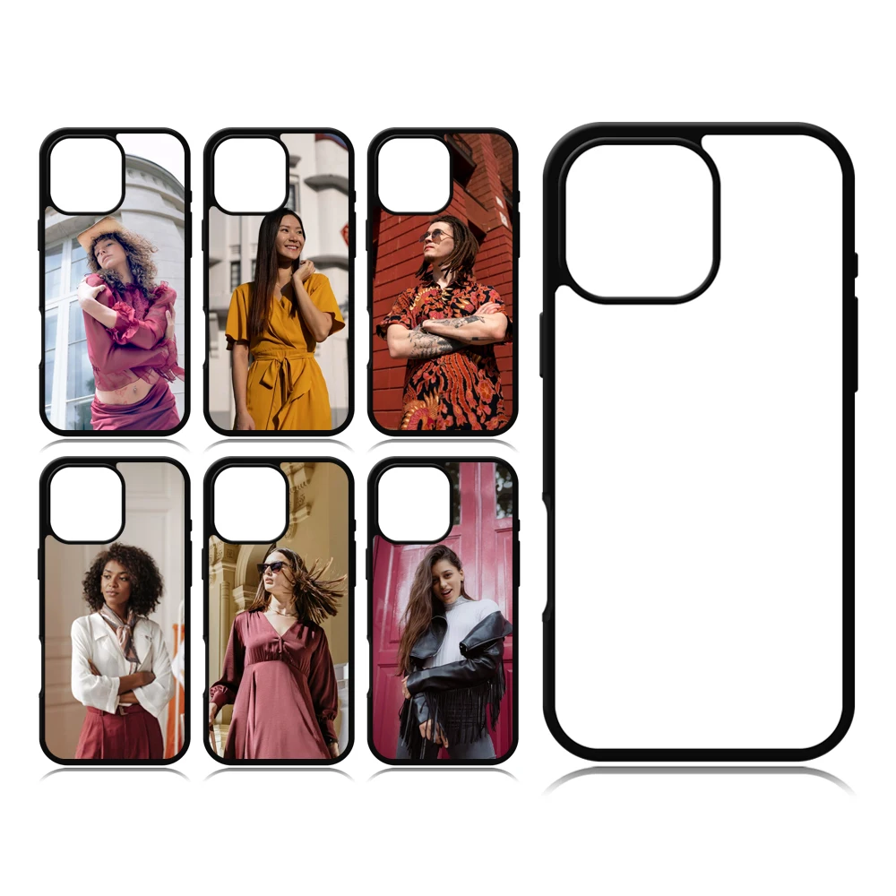 Для i phone 16 series 2D 2in1 сверхмощные сублимационные Чехлы для телефона заготовки термопресс-крышка с внутренней резиной и наружным жестким ПК