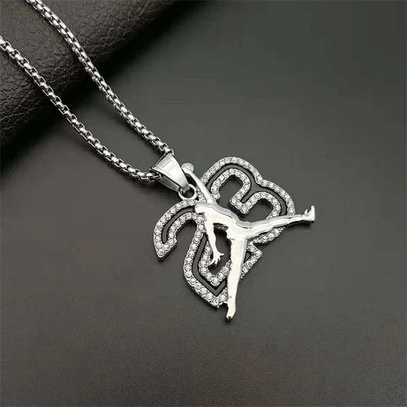 Yiwu Meise XX0491 Hip Hop Jewelry Diamond Jordan 23 Pendant Stainless Steel Pendant Hip Hop Pendant