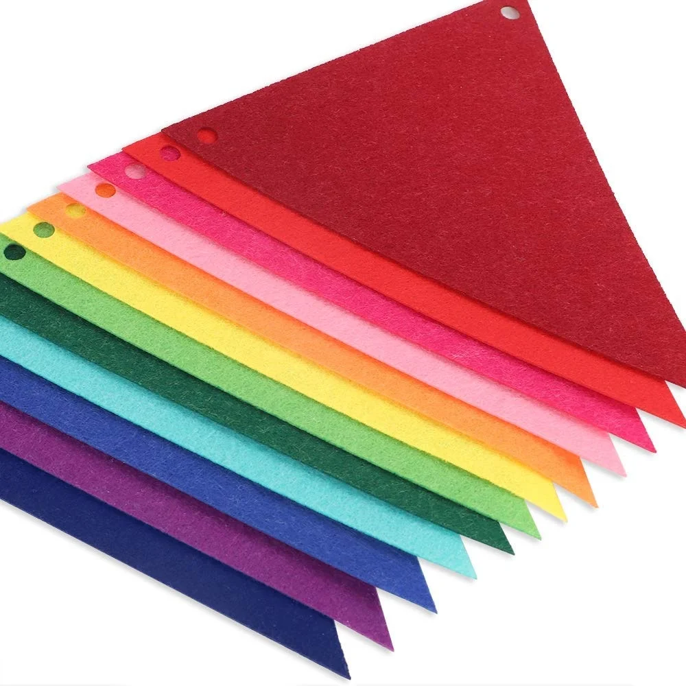 Wholesale Small MOQ Cheap Decoration Custom Colorful Felt Triangle Party Pennant String Happy Birthday Flag
