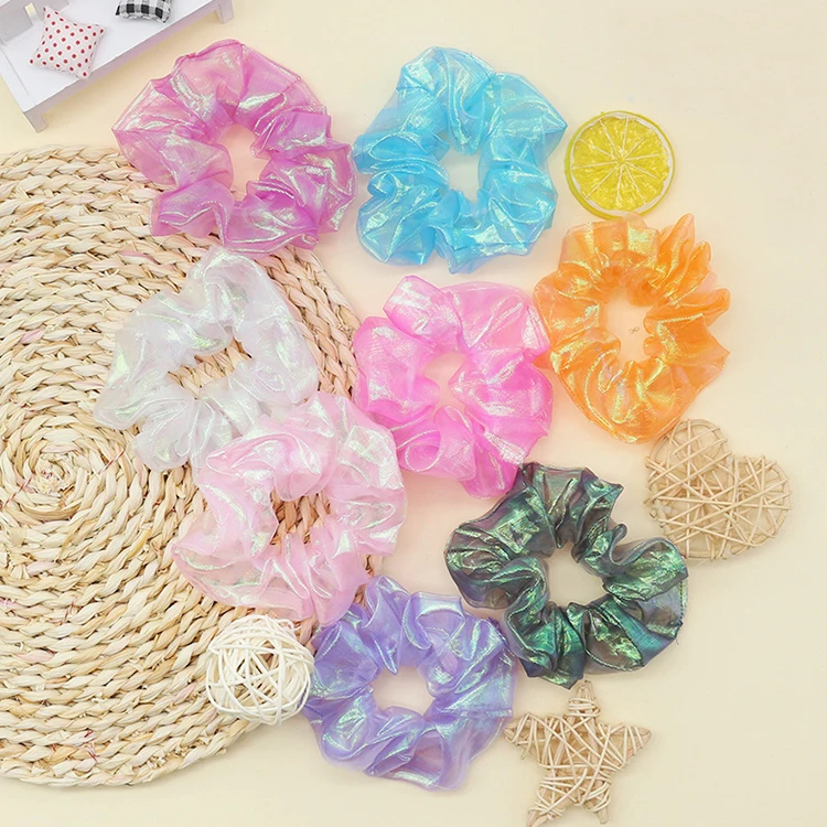 Оптовая продажа женских резинок Yucat, резинки для волос, аксессуары, тканевые эластичные ленты, блестящие неоновые сетчатые резинки для волос для девочек