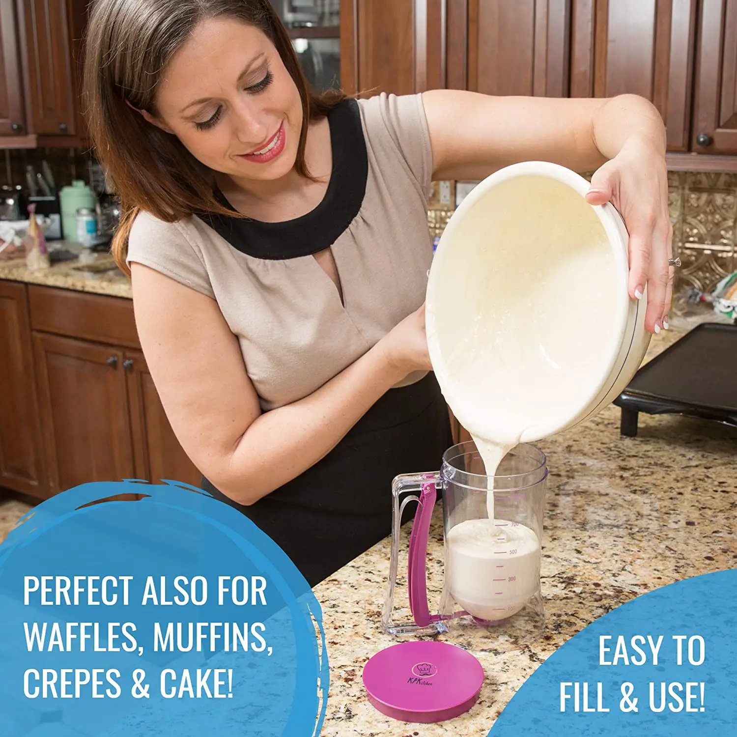 Pancake Cupcake Batter Dispenser Bakeware Maker with Measuring Label