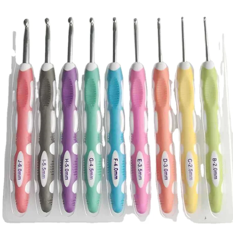 9Pcs/Set Ergonomic Crochet Hook Set Crochet Needles Knitting Needle Sewing Accessories