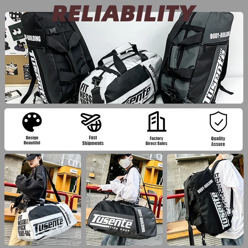 Ultra Large Capacity Heavy Duty Waterproof Zipper Pocket Handle Pad Removable Shoulder Strap Sport Crossbody Duffel Bag Backpack