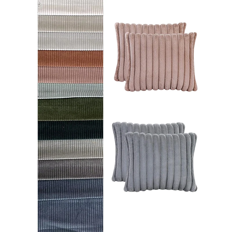 Manufacture High Quality Wrinkle Resistant 100% Polyester Stripe Velvet Fabric Corduroy Sofa Fabrics