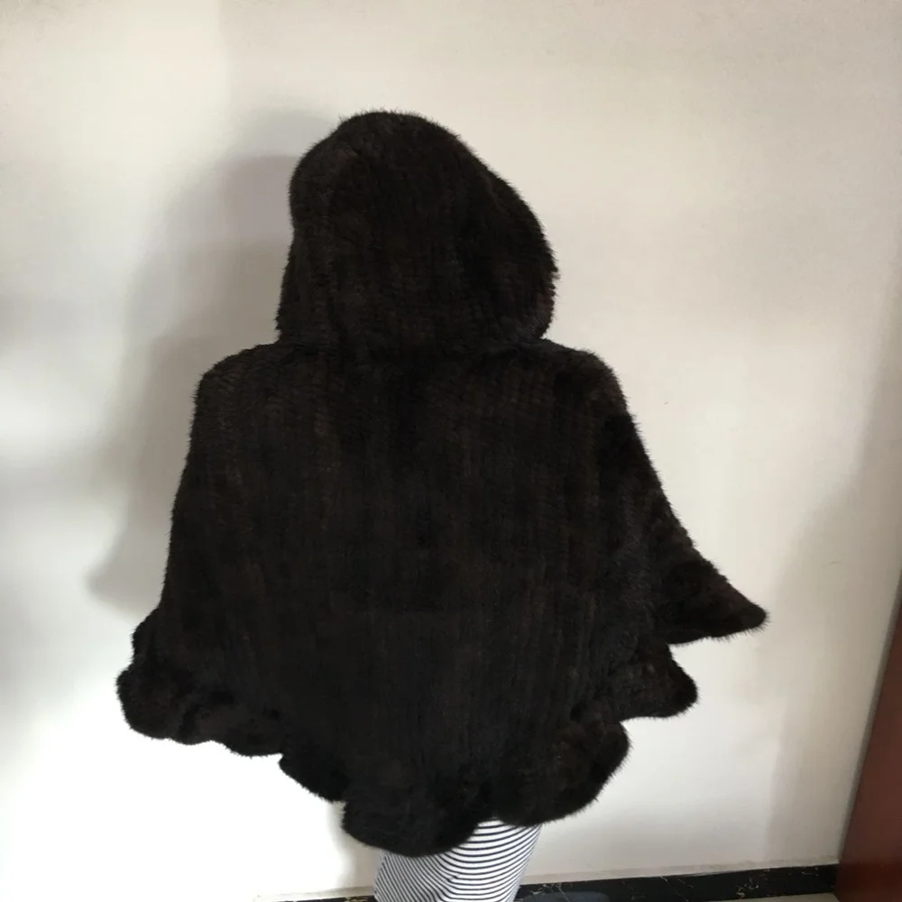 Luxury Knitted Mink Fur Cape / Wholesale price Mink Fur Shawl