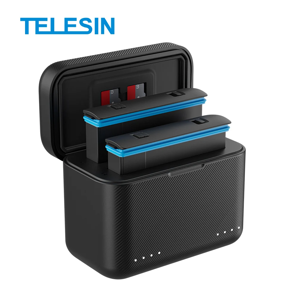 Telesin Dual Slot Charging Fast Full Charge Box Case for insta360 X3 cameras--insta360 battery Case