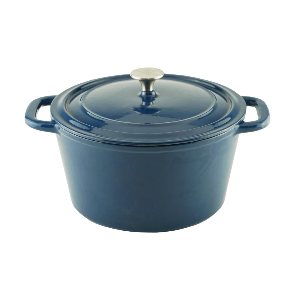 Hot Sale Customized Kitchen Cooking Pot Blue Enameled Cast Iron Dutch Oven Bread Baking Pot With Lid