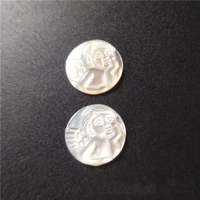 Natural freshwater Mother Of Pearl White Shell Angle Cameo