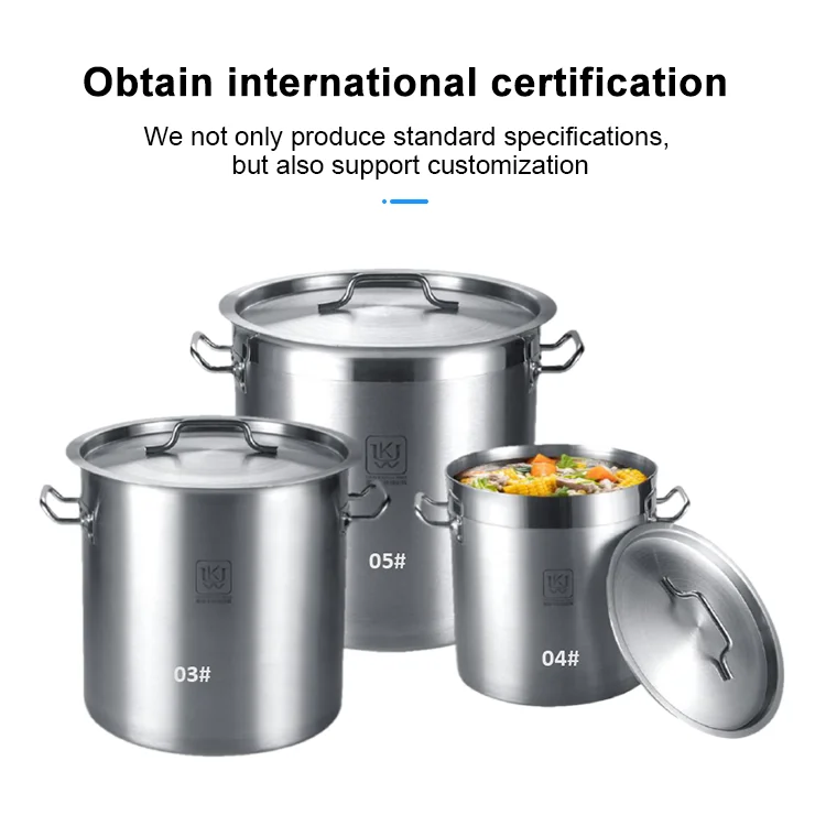 Factory Supply Customized Multiple Sizes Pots Stainless Steel Cooking Pot Soup And Stock