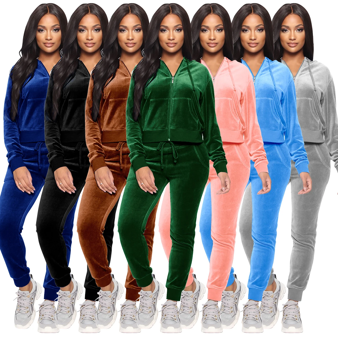 2021 зима для женщин с длинными рукавами Толстовка; Комплект одежды из 2 предметов Бархатный комплект из двух предметов, комплект со штанами, велюровый спортивный костюм