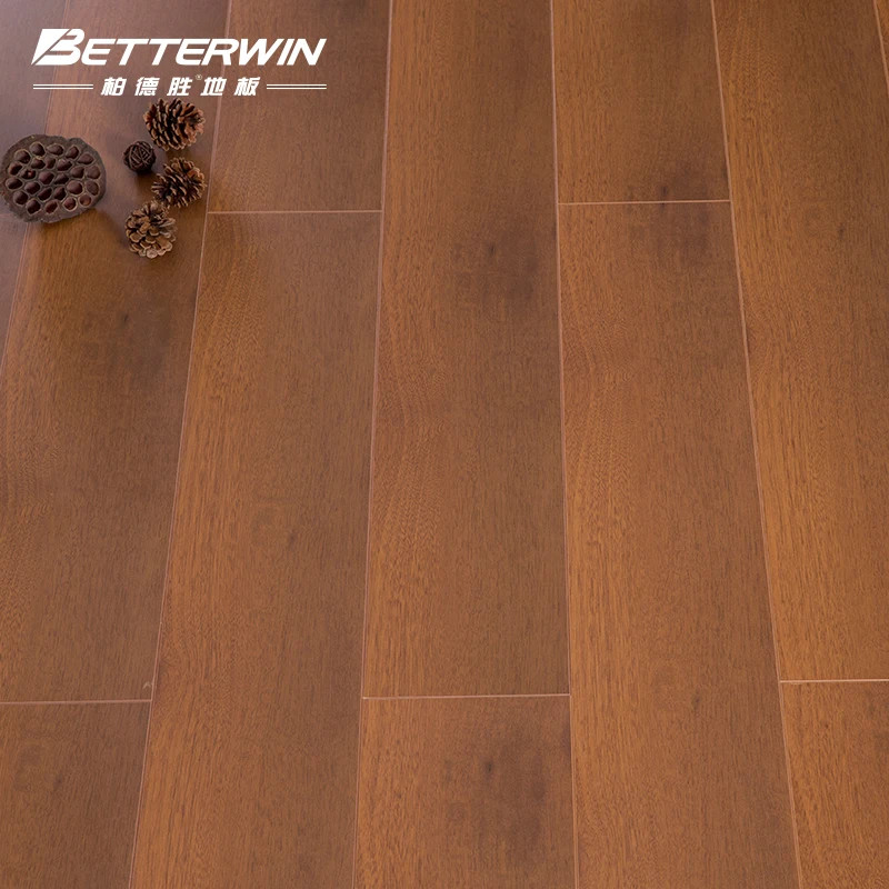 8mm-12mm Click Laminate Wood Flooring Waterproof Anti-Slip Easy Installation Walnut Color Laminate Flooring