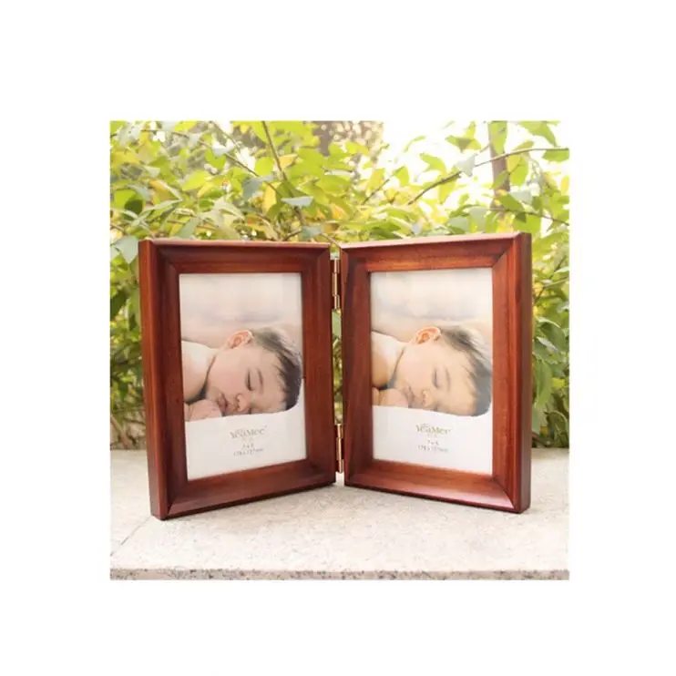 Creative double wedding photo 6 7 8 inch double wooden photo frame photo frame solid wood table