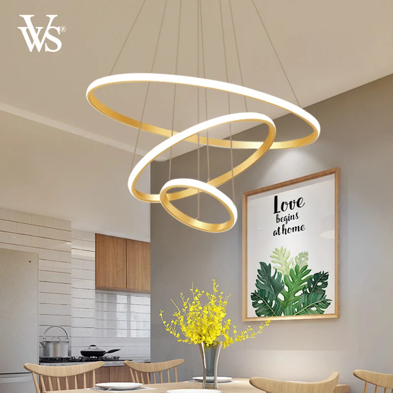VVS Energy saving 3000k golden metal dimmable monopoly contemporary indoor living room halo for home nordic pendant lamp