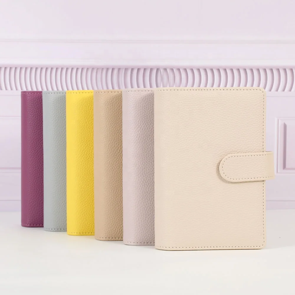 Top Custom 21 Colored A6 Pebble Leather Budget Binder for Weekly/Daily Planner As Money Binder Organizer/Cash Binder/Card Wallet