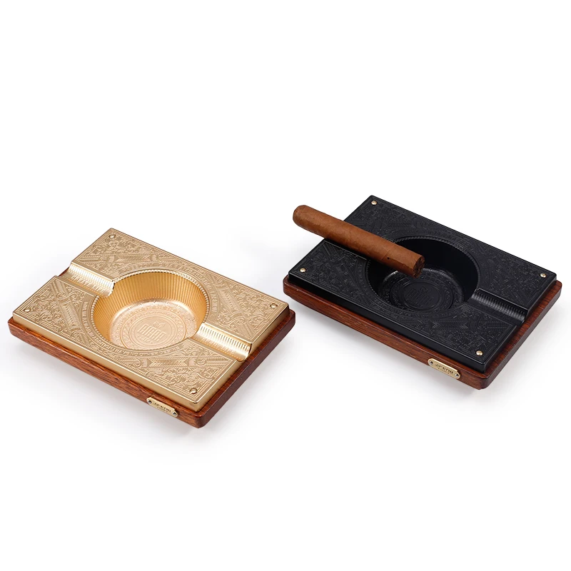 
JF-2002 NEW bronze metal and wooden rectangle Cigar Ashtray zicn alloy merbau big size 