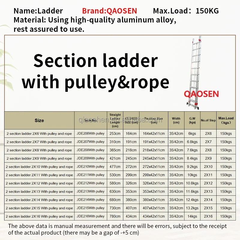 Section Ladder With Pulley and Rope Industrial Ladders