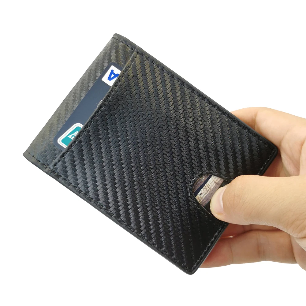 Custom Minimalist slim rfid blocking card wallet front pocket genuine leather men wallet