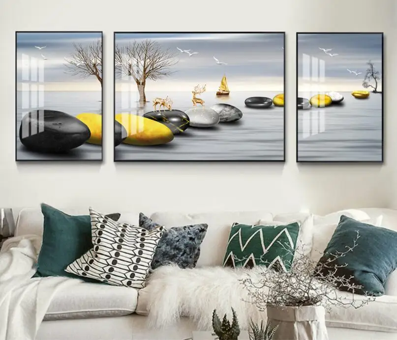 New Chinese-style Stone Comes to Revolve the Decorative Painting of Elk Nordic Painting