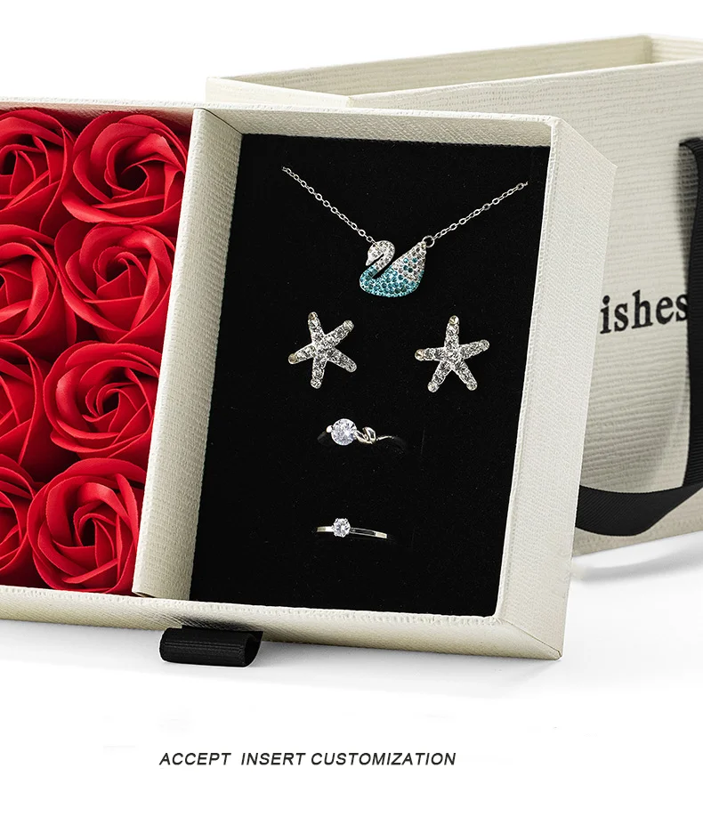 Wholesale Fashion Rose Flower Bear Packaging Gift Boxes Earrings Necklace Ear Studs Bracelet Jewelry-UV Advantage Foil