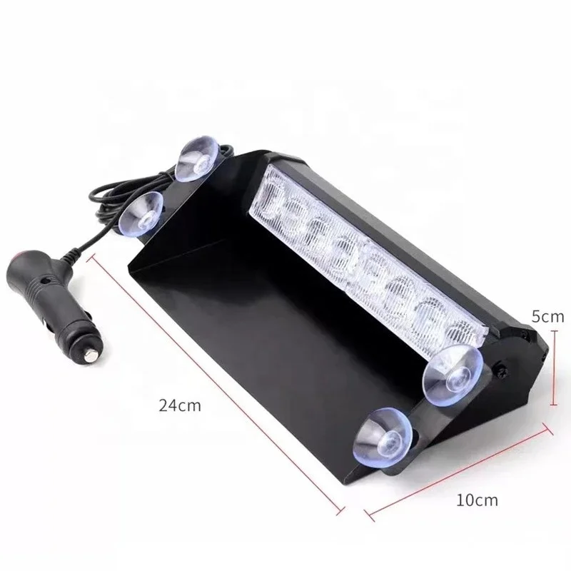 8 LED 12V Car Dash Strobe Signal Lights Red Blue Yellow White Auto Windshield Flashing Emergency Light Car Sucker Warning Lamps