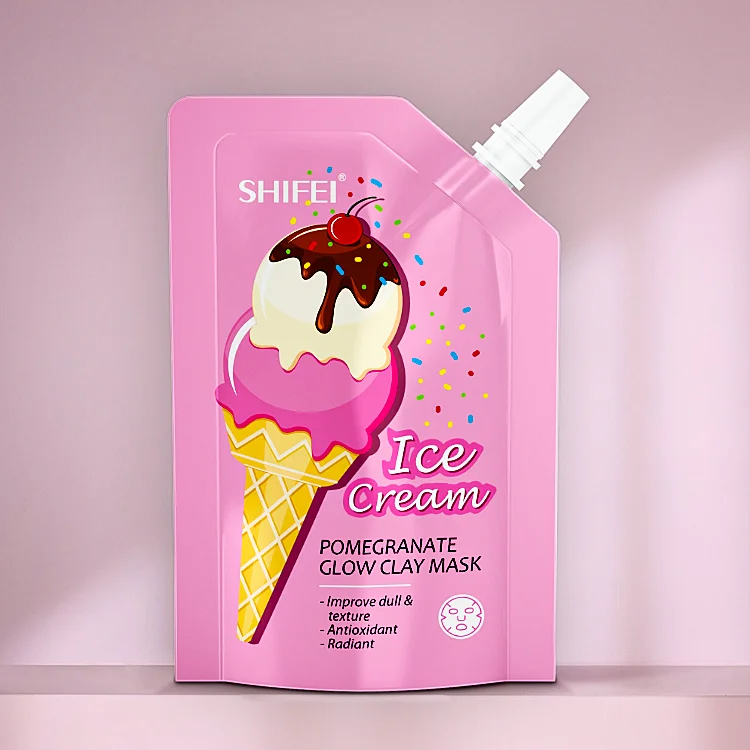 Custom Private Label Facial Skincare Clay Mask 2022 NEW Trends ICE CREAM Mask Clay Face Mask in Portable Bag