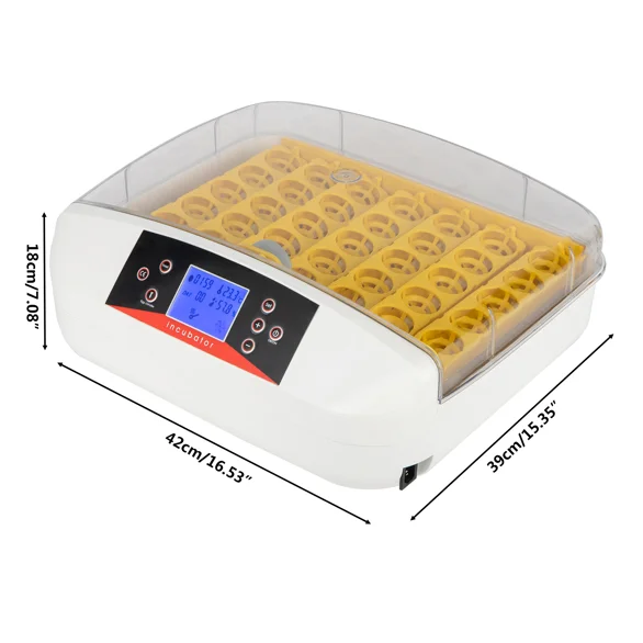 42-Egg Practical Fully Automatic Poultry Incubator with Egg Candler US Standard Yellow & & White & Transparent
