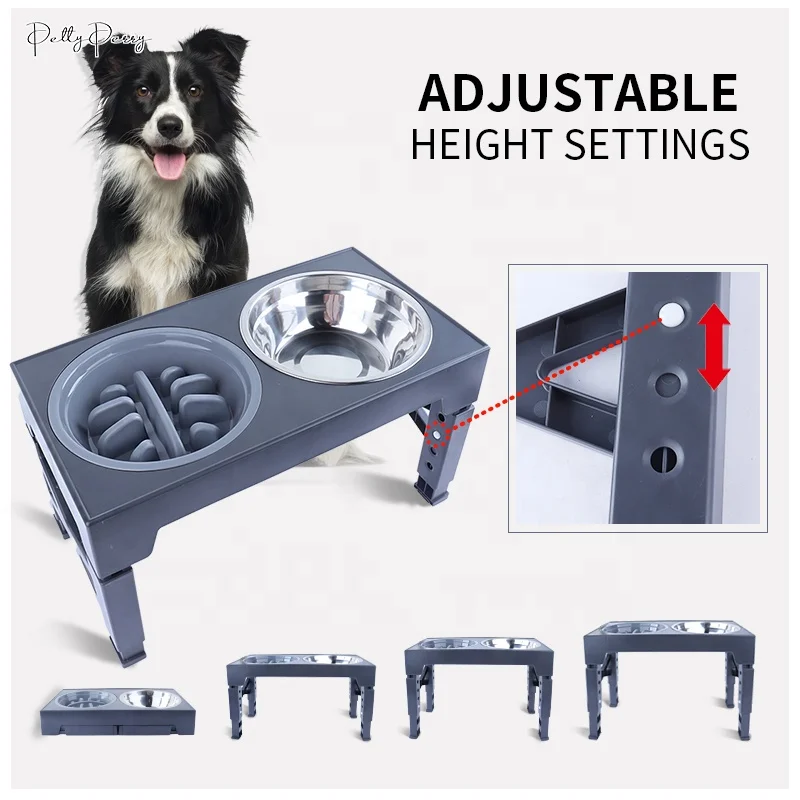 Anti-Slip Stand Raised Dog Feeder Elevator With Stainless Steel And Slow Blow