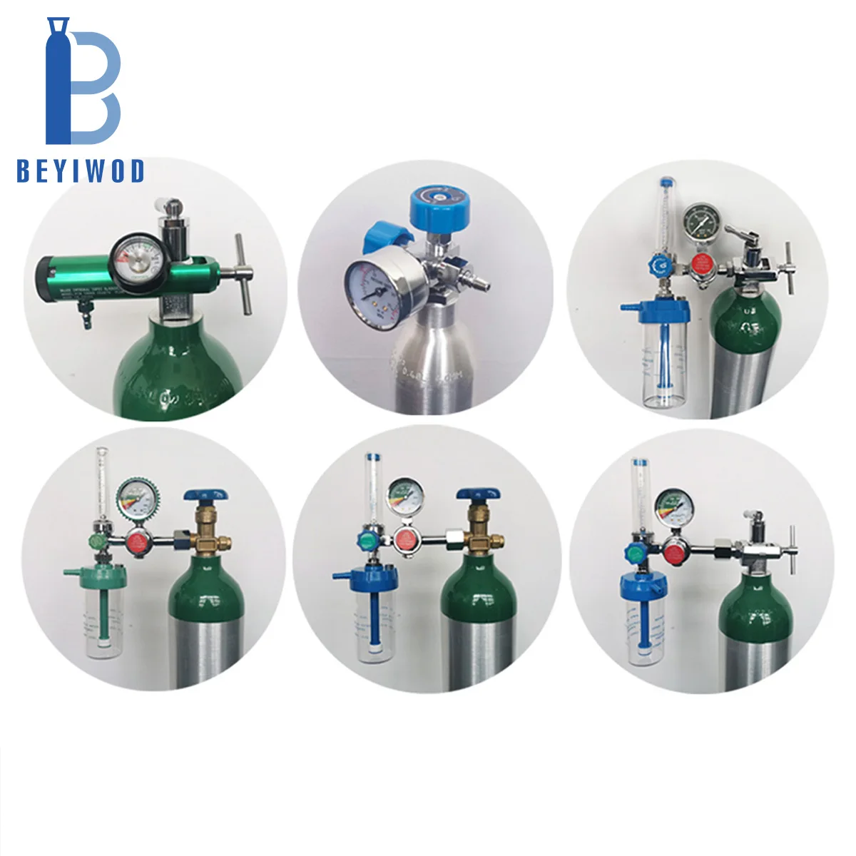 Portable factory Direct Sale Aluminum 680 liters Oxygen Gas Cylinder kit E SIZE with cart CGA870 regulator humidifier