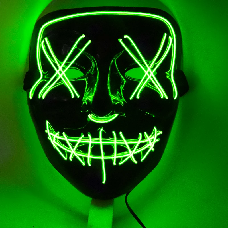 Droshipping High Quality Cheap Price Luminous Glow Scary Masquerade Cosplay Rave Mask LED Light Up Horror Halloween Party Mask