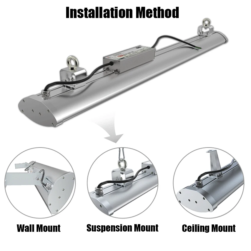 Smart 50W-200W LED Linear High Bay Light Indoor Microwave Induction Sensor Automatic Dimming IP65 Waterproof