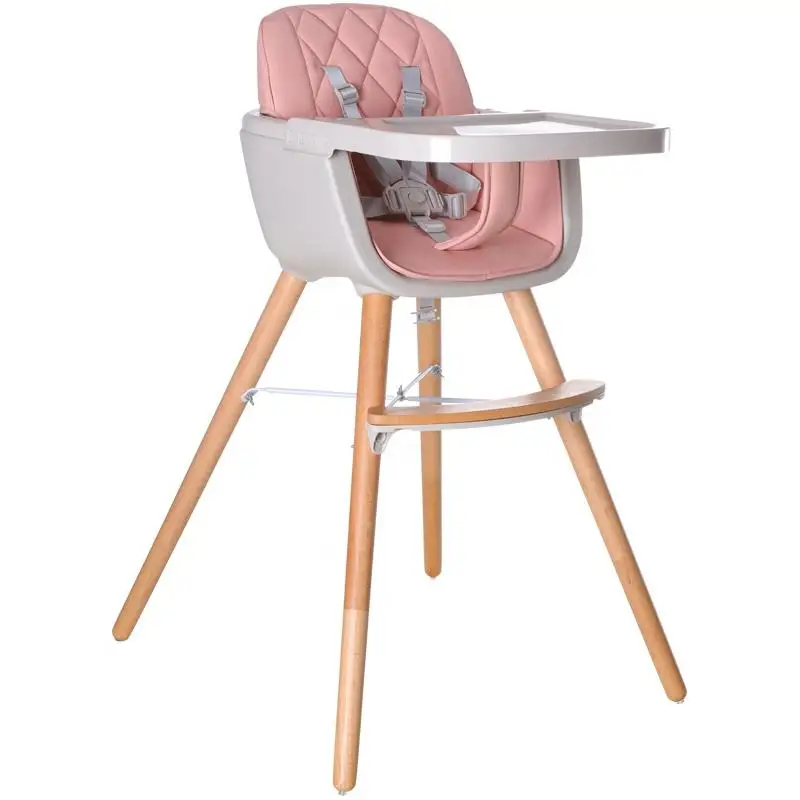 Multifunctional Height Adjustable Solid Wood Baby Infant Feeding High Chair For Child