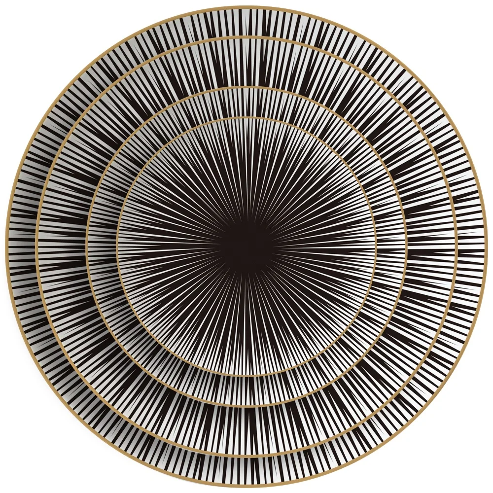 Continental porcelain luxury dinner set dinnerware wedding charger set black dinner set ceramic