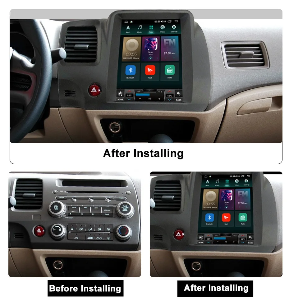 9.7 inch HD Touch screen for 2004-2009 civic LHD Android 9.1 Auto radio Car Stereo System car dvd player