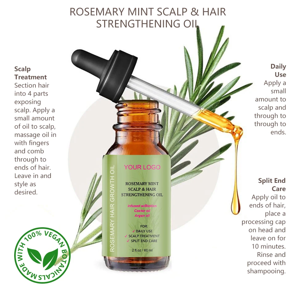 Organic Lavender Rosemary Fast Hair Growth oil for African Alopecia Regrowth Mint Serum for Black Women Hair Loss Product