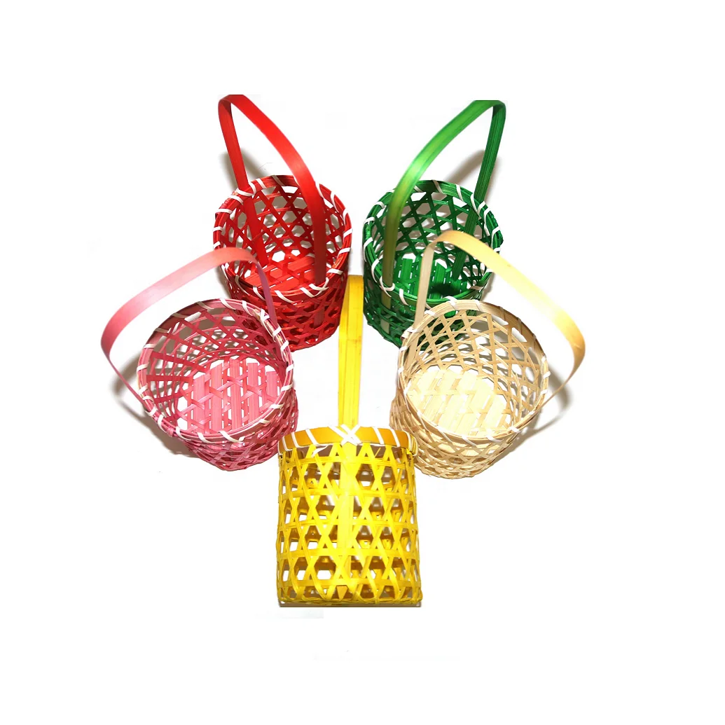 
Handicraft colorful bamboo easter basket with handle ( Made in VietNam ) 
