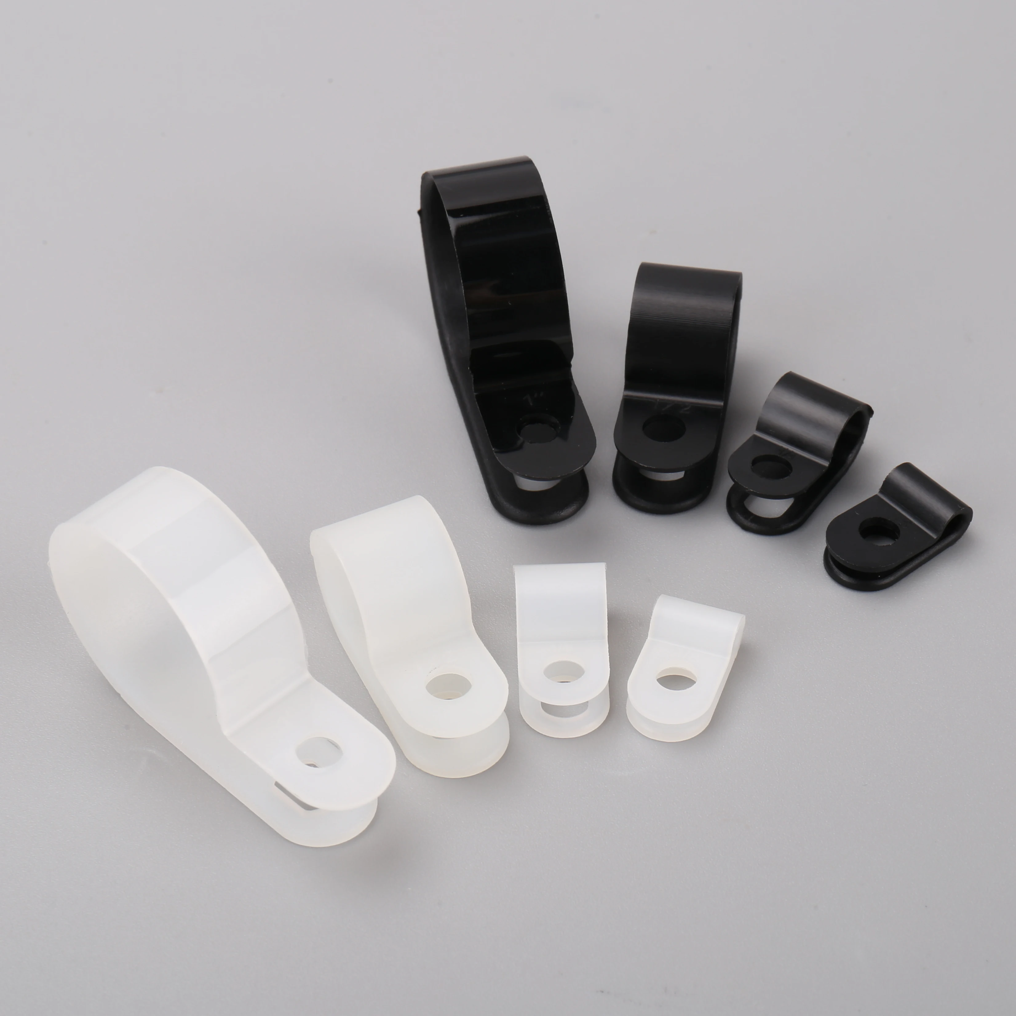 OUORO UC-1(6.35mm 1/4 inch) R Type Nylon Wire Cable Clip With Screws