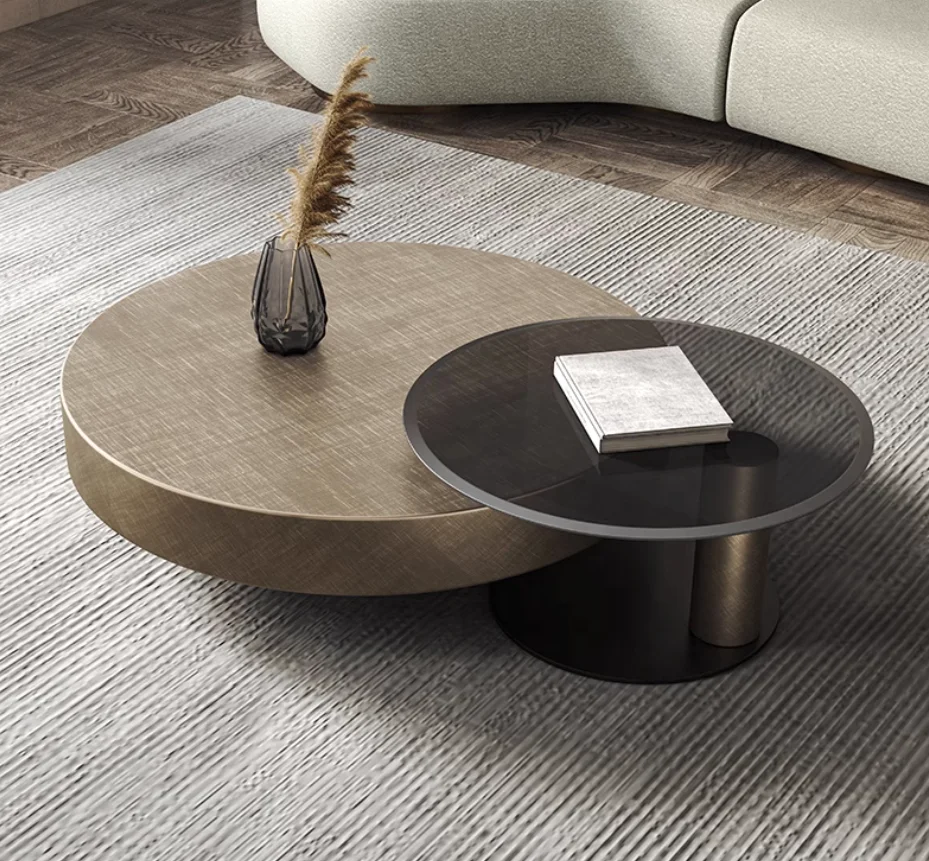 Tea  coffee table with drawers  modern luxury   bronze or black stainless steel coffee table  for  living room furniture