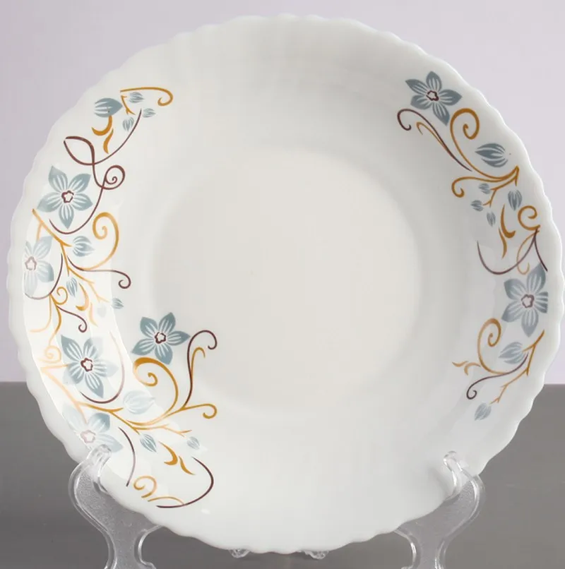 Глубокая универсальная устойчивая к стружкам глубокая простая белая стеклянная обеденная тарелка для микроволновой печи