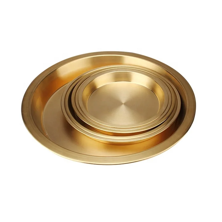 High quality luxury metal brass round serving tray